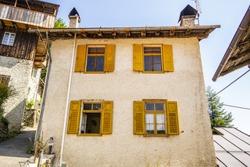 View of typical mountain buildings of Cadore, Veneto - Italy