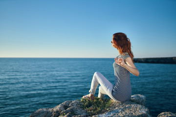 young woman on beach