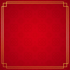 Oriental chinese border ornament on red background, vector illustration