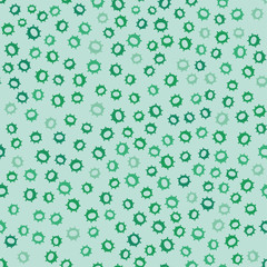Seamless green abstract symbol vector pattern on green background.