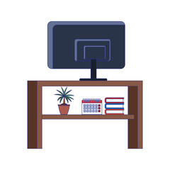tv table with ornaments icon, flat design