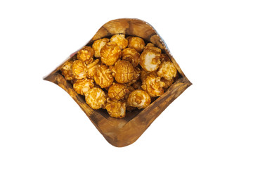 Pop corn isolated on white background. Top view. 