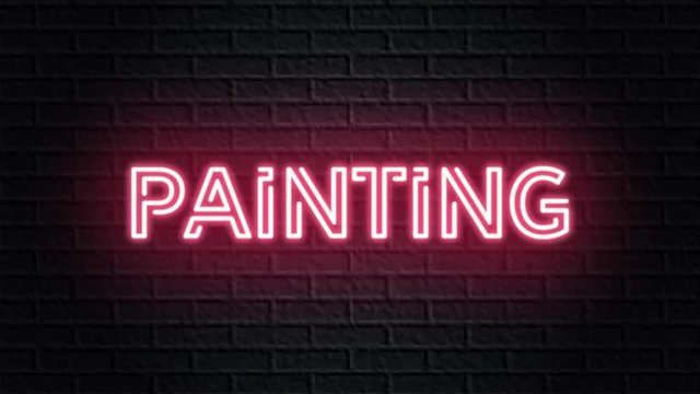 red neon video animation painting