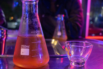 test tubes with red liquid in laboratory