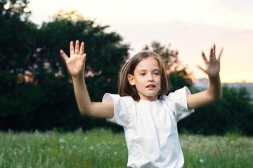 happy woman with arms outstretched