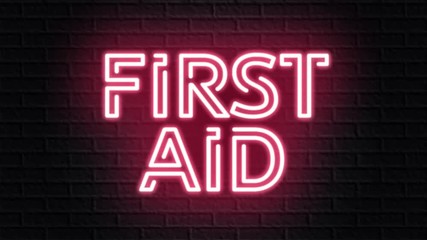 red neon video animation first aid