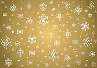 FLOCONS DE NEIGE SUR FOND DORÉ
