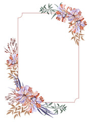 Obraz premium Frame with eustoma flowers. Isolated on a white background.