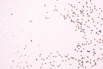 Christmas flat lay scene with golden decorations