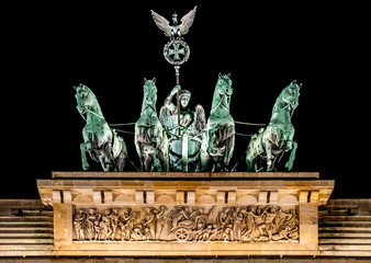 Floodlit Quadriga, Brandenburger Tor, Berlin, Germany