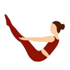 Yoga. Paripurna Navasana. Vector illustration. Paripurna Navasana or boat pose. Isolated silhouette of a woman in a boat pose. Healthy lifestyle.