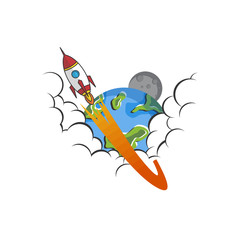 space exploration shuttle ship logo icon sign vector