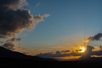 Molise, Mainarde, sunset. The Mainarde mountain range extends along the border between Molise and...