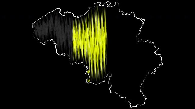 Mechelen Belgium coloring the map and flag. Motion design.