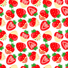 Vector white chocolate covered strawberries pattern