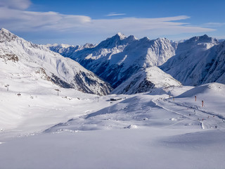 Ski resort on Stubai Glacier in Tyrol, Austria