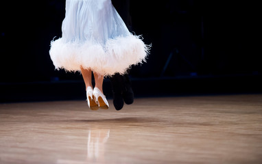 Woman and man dancer latino international dancing
