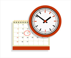 Obraz premium Vector calendar and clock icon. Schedule, appointment, important date concept. Modern flat design illustration