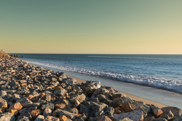 california beach at sunset time