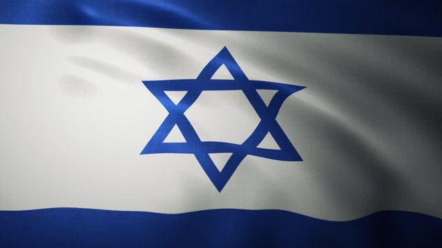 Close up of Israel flag waving in wind. Realistic Animation Flag background 4K