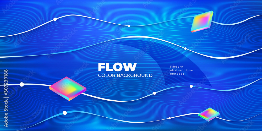 Sticker liquid line color background design. blue fluid gradient shapes composition with line. futuristic de