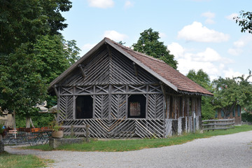 Old Decorated Wooden Building with Windows 7034-042