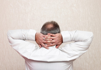 Fototapeta premium Mature balding tired office worker