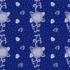 Flower contrast vector seamless pattern