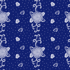 Flower contrast vector seamless pattern