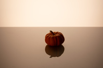Little small pumpkin on a shiny dark background