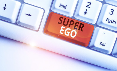 Writing note showing Super Ego. Business concept for The I or self of any demonstrating that is...