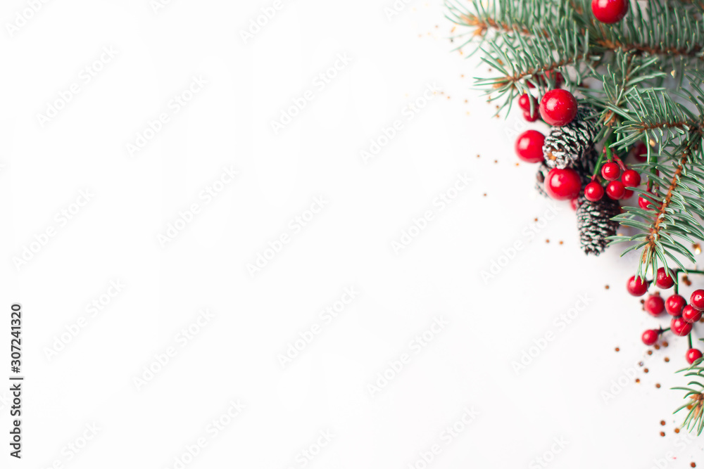 Canvas Prints christmas composition on a white background. top view with copy space
