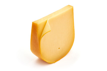 Traditional Dutch Gouda cheese, isolated on white background