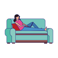 avatar woman lying in couch icon