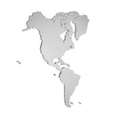 american continent map 3d effect