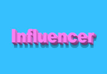 text influencer, pink letters on light blue background