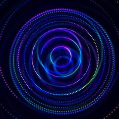 3d abstract sphere. Sphere particles on dark background. Science and technology. 3d rendering.