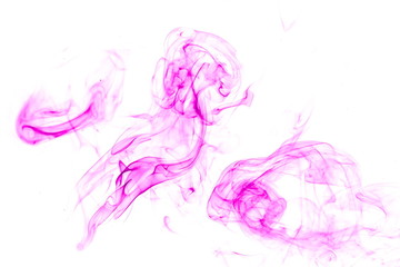 Purple smoke on white background