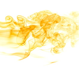 Yellow smoke on white background