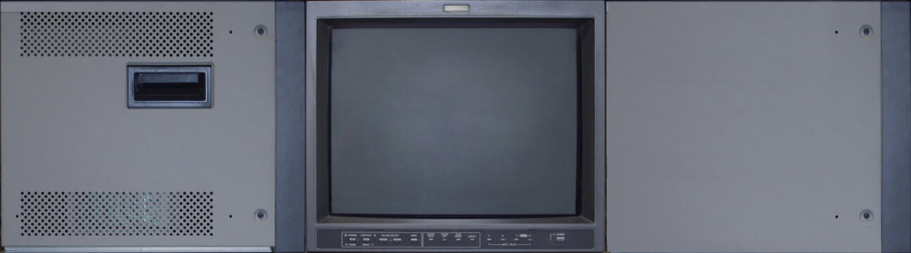CRT monitor TV realistic texture exclusive for 3D modeling. Front, Top and side views for mapping