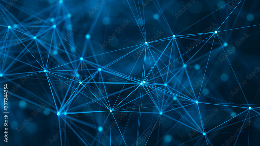 Aufkleber Abstract digital connection dots and lines. Technology background. Network connection structure. Plexus effect. 3d
