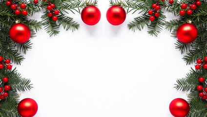 christmas background with balls and fir branches vector illustratio