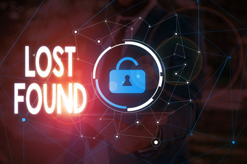 Conceptual hand writing showing Lost Found. Concept meaning Things that are left behind and may...