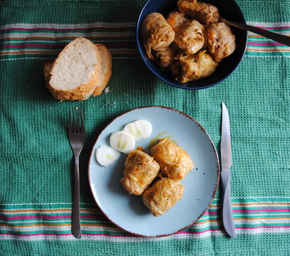 Serbian Lunch - Sarma On Table