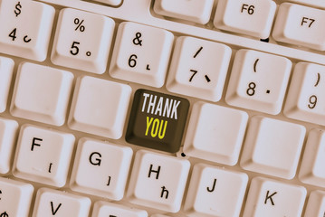 Word writing text Thank You. Business photo showcasing replaying on something good or greetings...