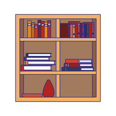 bookcase with books icon, colorful design
