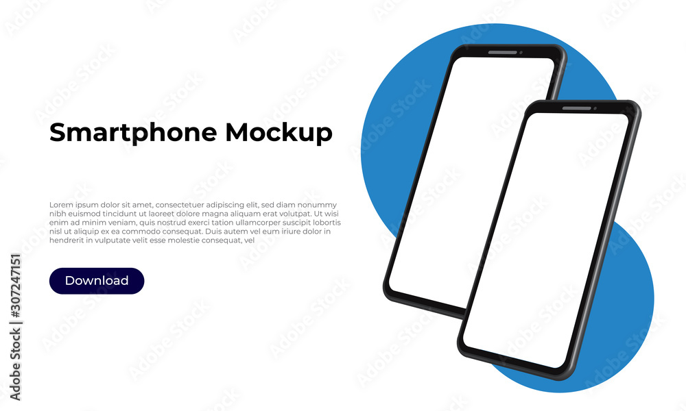 Wall mural two rotated smartphones mockup templates for user interface, user experience presentation. mobile ap