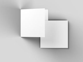 Brochure in square format folded to two - mockup. 3d illustration