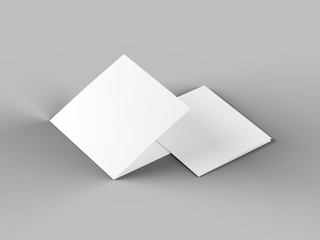 Brochure in square format folded to two - mockup. 3d illustration