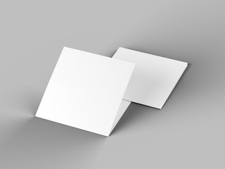 Brochure in square format folded to two - mockup. 3d illustration